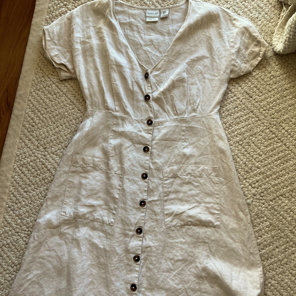 Rachel Zoe 100% LINEN Midi Dress | Size Small